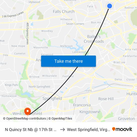 N Quincy St Nb @ 17th St N Ns to West Springfield, Virginia map