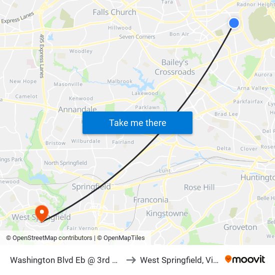 Washington Blvd Eb @ 3rd St N Ns to West Springfield, Virginia map