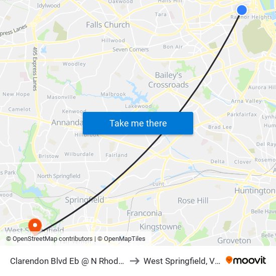 Clarendon Blvd Eb @ N Rhodes St FS to West Springfield, Virginia map