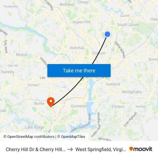 Cherry Hill Dr & Cherry Hill Ct to West Springfield, Virginia map