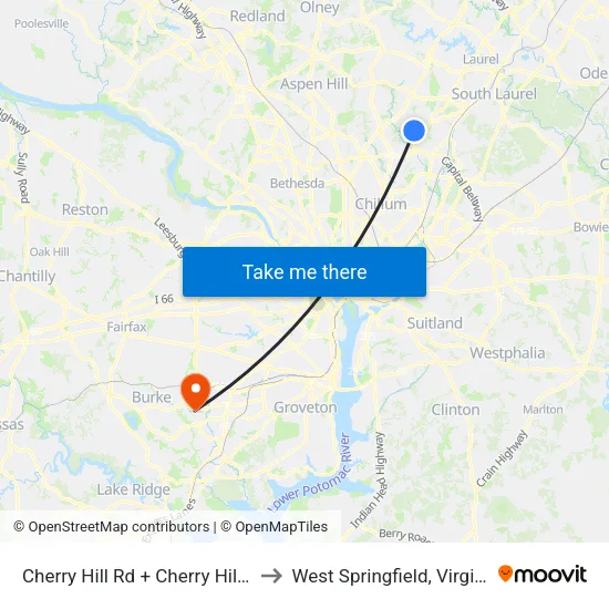 Cherry Hill Rd + Cherry Hill Ct to West Springfield, Virginia map