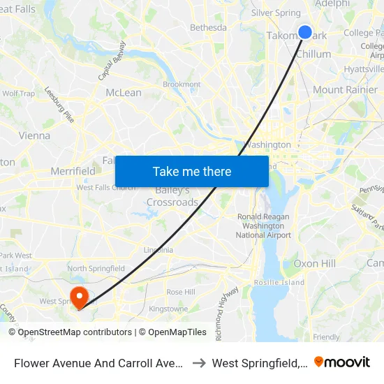 Flower Avenue And Carroll Avenue (Inbound) to West Springfield, Virginia map