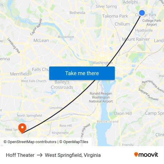 Hoff Theater to West Springfield, Virginia map