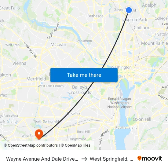 Wayne Avenue And Dale Drive (Inbound) to West Springfield, Virginia map