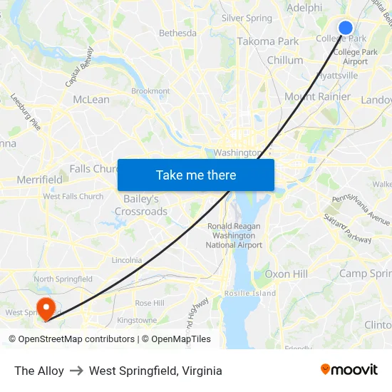 The Alloy to West Springfield, Virginia map