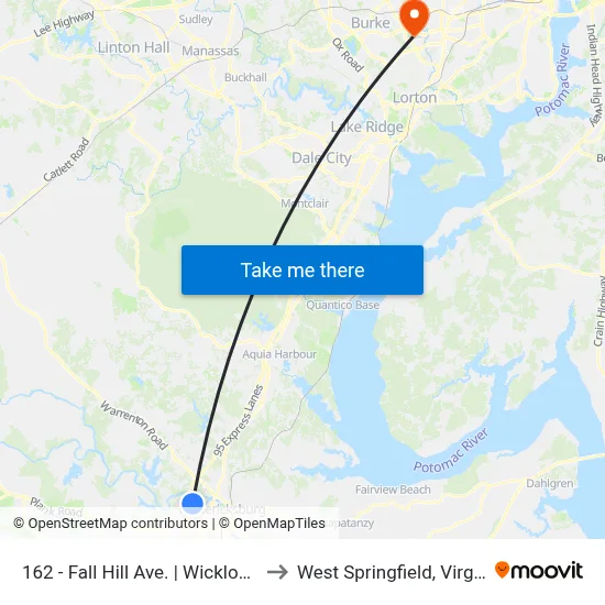 162 - Fall Hill Ave. | Wicklow Dr. to West Springfield, Virginia map