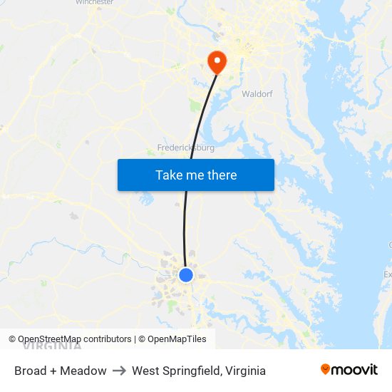 Broad + Meadow to West Springfield, Virginia map