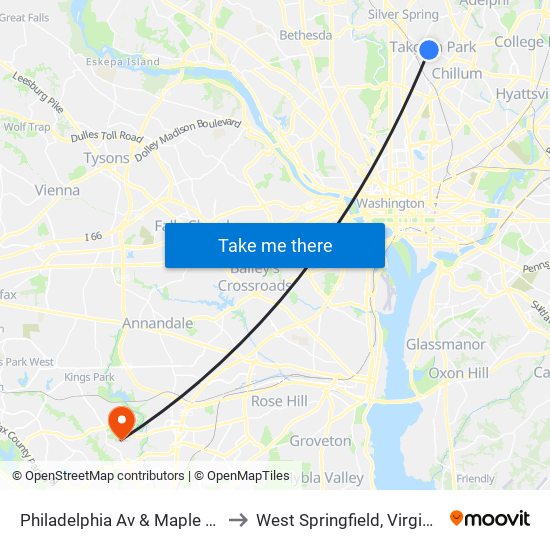 Philadelphia Av & Maple Av to West Springfield, Virginia map