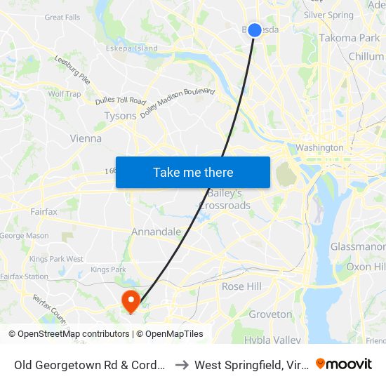 Old Georgetown Rd & Cordell Ave to West Springfield, Virginia map