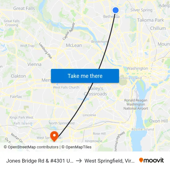 Jones Bridge Rd & #4301 Usuhs to West Springfield, Virginia map