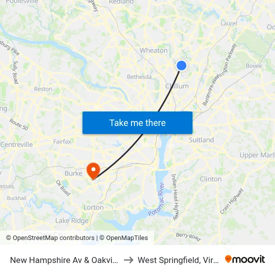New Hampshire Av & Oakview Dr to West Springfield, Virginia map
