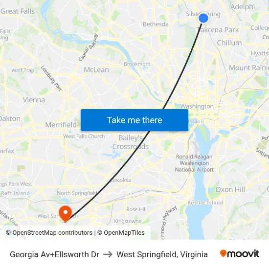 Georgia Av+Ellsworth Dr to West Springfield, Virginia map
