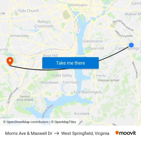 Morris Ave & Maxwell Dr to West Springfield, Virginia map