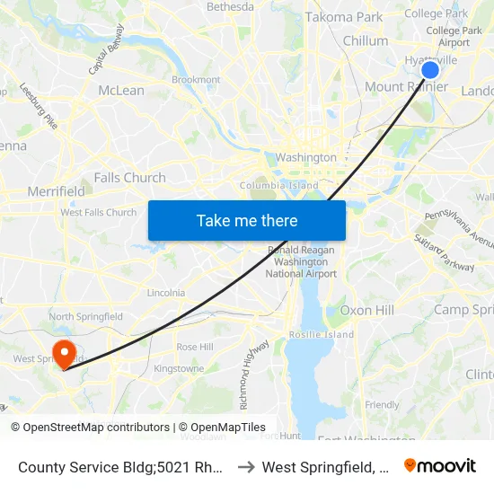 County Service Bldg;5021 Rhode Island to West Springfield, Virginia map