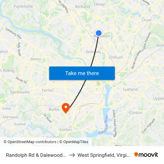 Randolph Rd & Dalewood Dr to West Springfield, Virginia map
