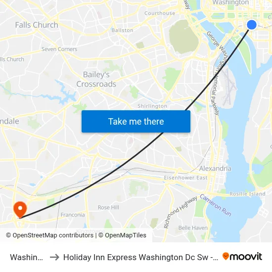 Washington to Holiday Inn Express Washington Dc Sw - Springfield map