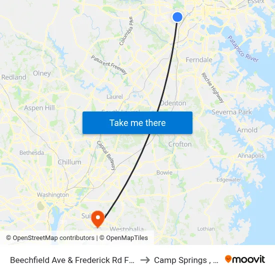 Beechfield Ave & Frederick Rd FS Sb to Camp Springs , MD map