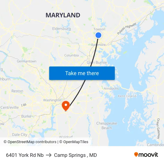 6401 York Rd Nb to Camp Springs , MD map