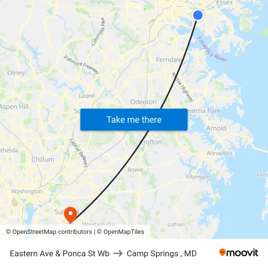 Eastern Ave & Ponca St Wb to Camp Springs , MD map