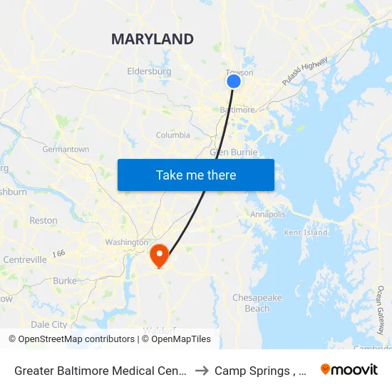 Greater Baltimore Medical Center to Camp Springs , MD map