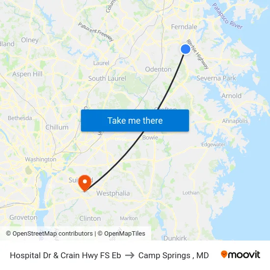 Hospital Dr & Crain Hwy FS Eb to Camp Springs , MD map