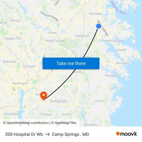 200 Hospital Dr Wb to Camp Springs , MD map