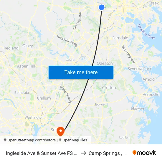 Ingleside Ave & Sunset Ave FS Eb to Camp Springs , MD map
