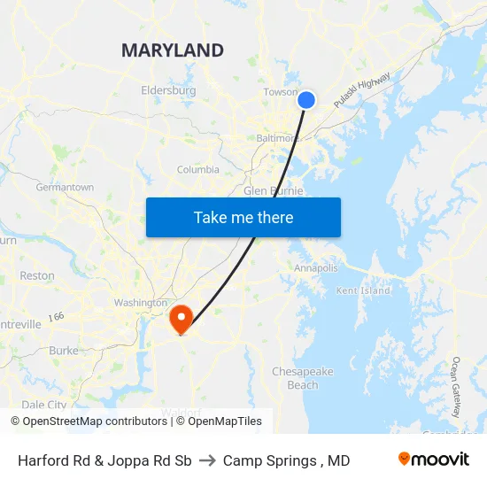 Harford Rd & Joppa Rd Sb to Camp Springs , MD map