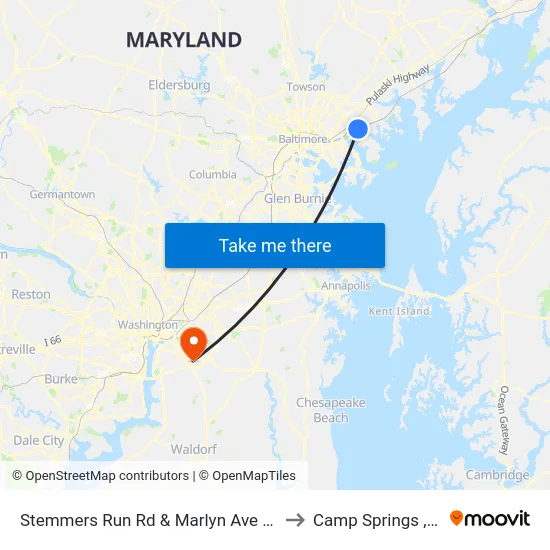 Stemmers Run Rd & Marlyn Ave FS Nb to Camp Springs , MD map