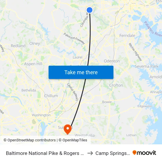 Baltimore National Pike & Rogers Ave FS Eb to Camp Springs , MD map