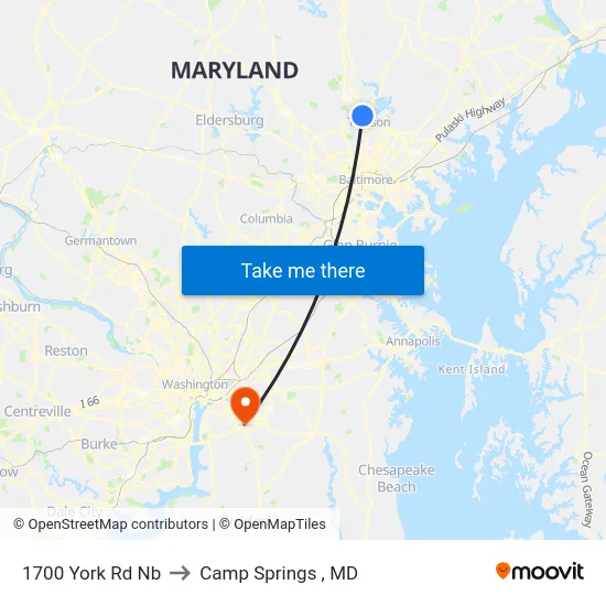 1700 York Rd Nb to Camp Springs , MD map