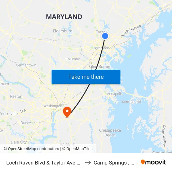 Loch Raven Blvd & Taylor Ave Nb to Camp Springs , MD map