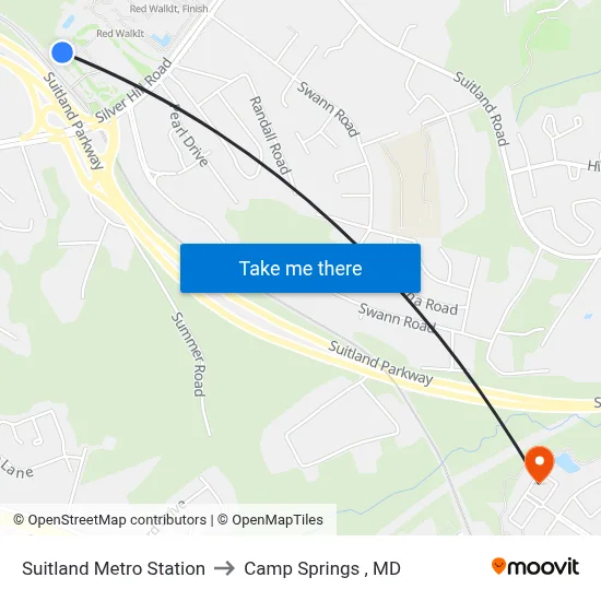 Suitland Metro Station to Camp Springs , MD map