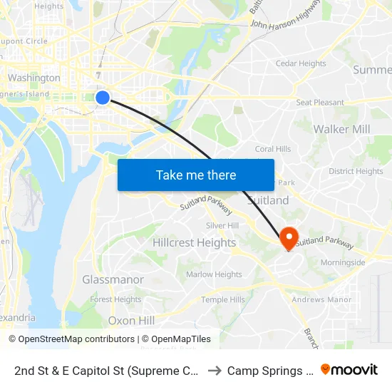 2nd St & E Capitol St (Supreme Court) Sb to Camp Springs , MD map
