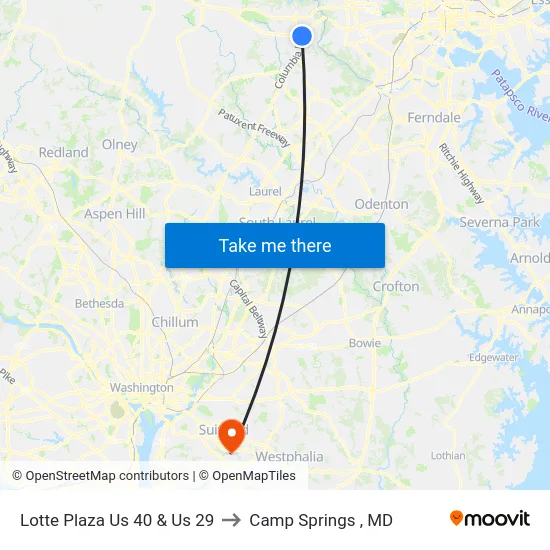 Lotte Plaza Us 40 & Us 29 to Camp Springs , MD map