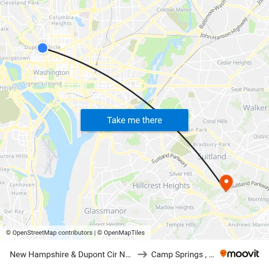 New Hampshire & Dupont Cir NW Sb to Camp Springs , MD map