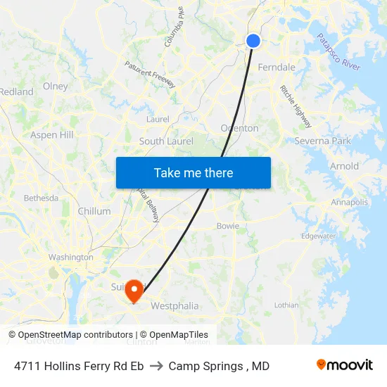 4711 Hollins Ferry Rd Eb to Camp Springs , MD map
