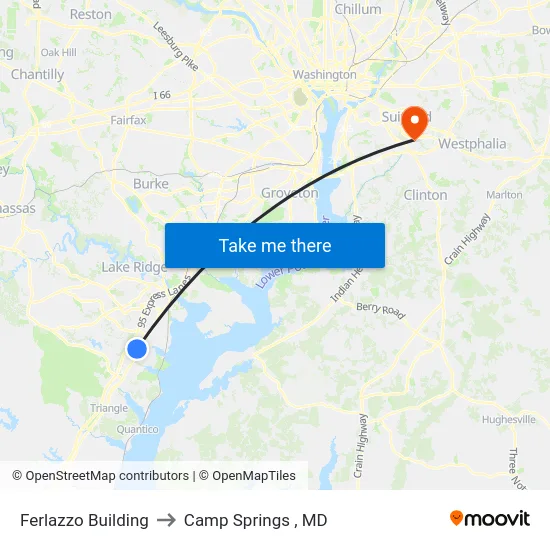 Ferlazzo Building to Camp Springs , MD map