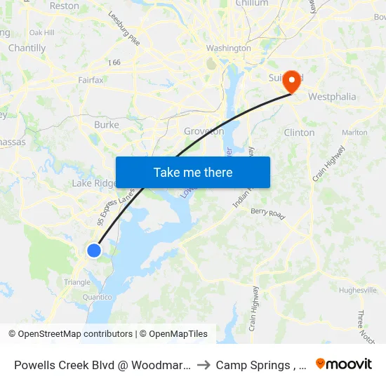 Powells Creek Blvd @ Woodmark Dr to Camp Springs , MD map