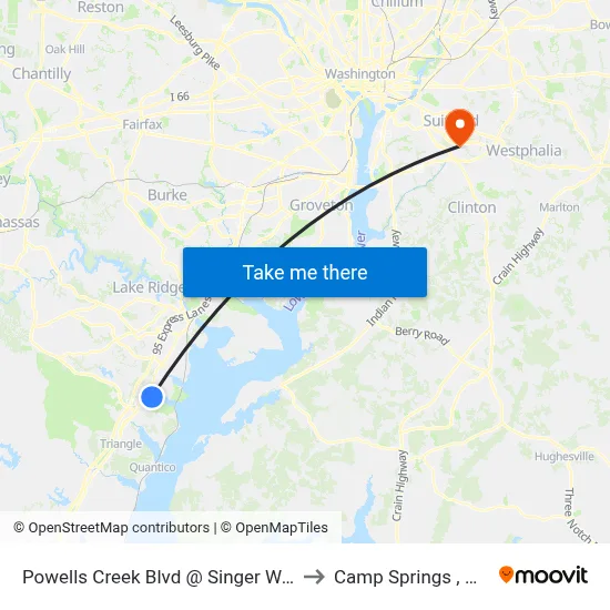 Powells Creek Blvd @ Singer Way to Camp Springs , MD map