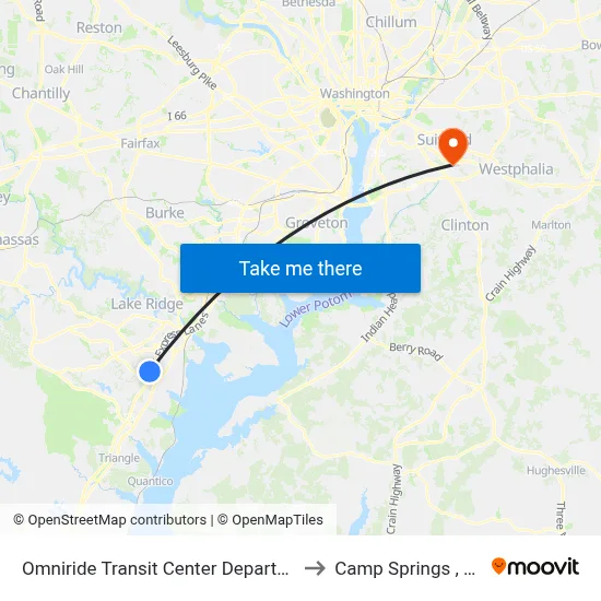 Omniride Transit Center Departures to Camp Springs , MD map