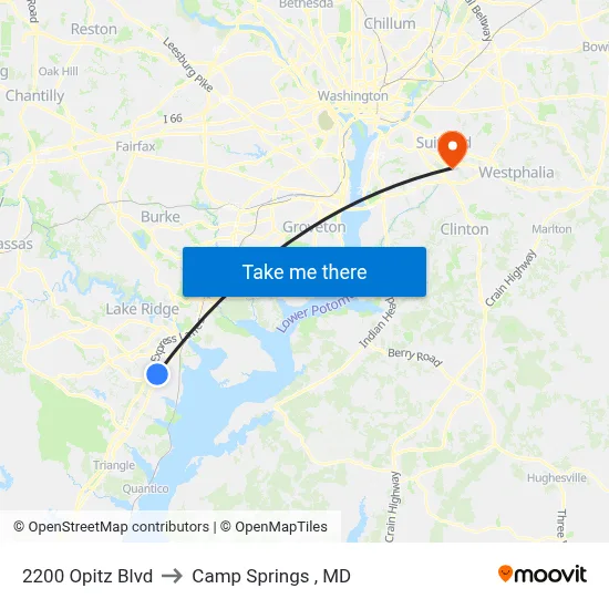 2200 Opitz Blvd to Camp Springs , MD map