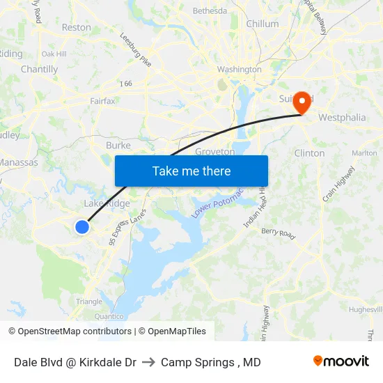 Dale Blvd @ Kirkdale Dr to Camp Springs , MD map
