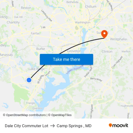 Dale City Commuter Lot to Camp Springs , MD map