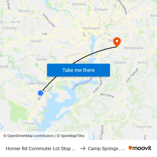 Horner Rd Commuter Lot Stop 1 AM to Camp Springs , MD map