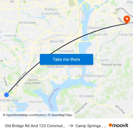 Old Bridge Rd And 123 Commuter Lot to Camp Springs , MD map