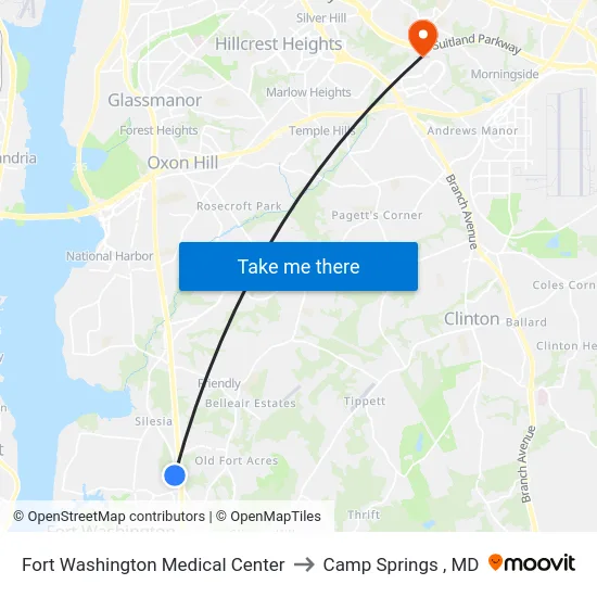 Fort Washington Medical Center to Camp Springs , MD map