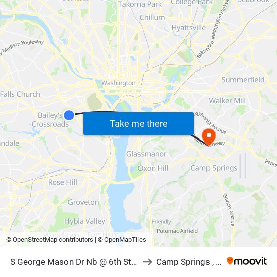 S George Mason Dr Nb @ 6th St S FS to Camp Springs , MD map