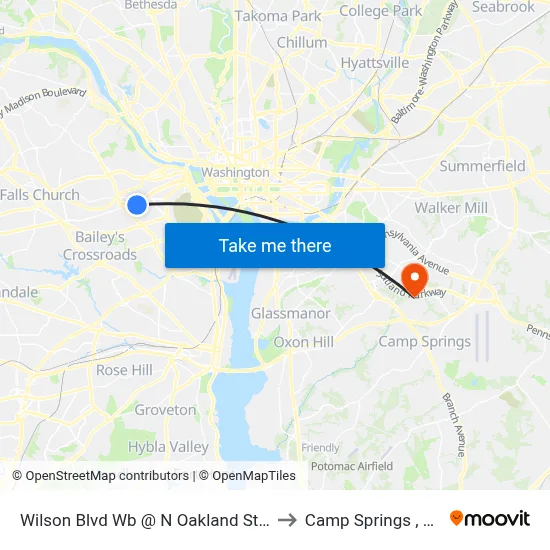 Wilson Blvd Wb @ N Oakland St FS to Camp Springs , MD map
