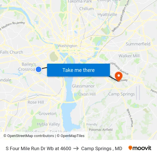 S Four Mile Run Dr Wb at 4600 to Camp Springs , MD map